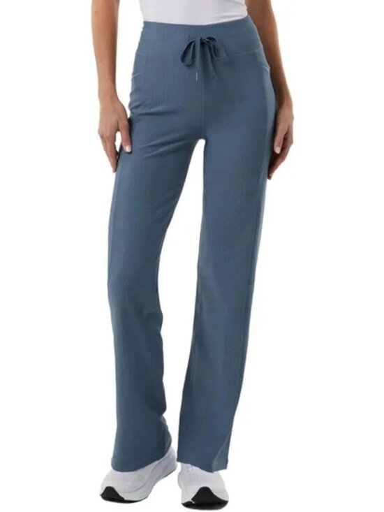 32 Degrees Pants - 32 Degrees Active Flare Pants Women's L Blue Yoga Pants Ribbed Pockets  G2267